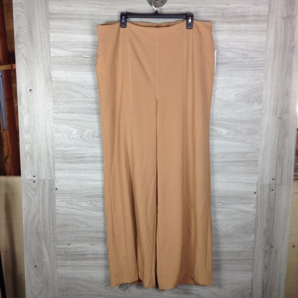 LOVE, FIRE Tan Contrast Stitch Flare Trousers - Picture 2 of 6